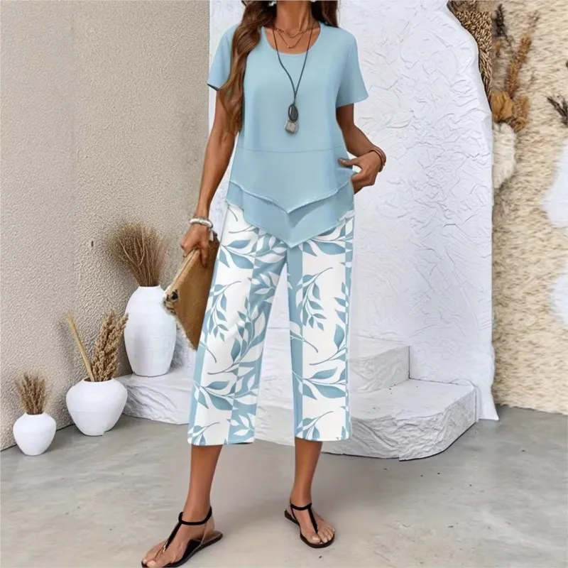 COMPLETO CASUAL COMPOSTO DA TUNICA A GIROCOLLO E PANTALONI A GAMBA LARGA