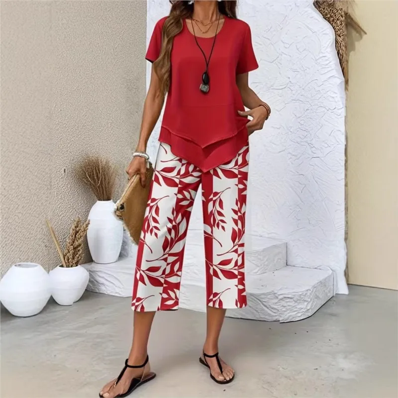 COMPLETO CASUAL COMPOSTO DA TUNICA A GIROCOLLO E PANTALONI A GAMBA LARGA